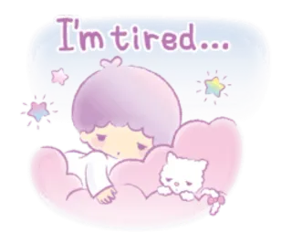 📌 I'm tired... zmęczony, śpiący, kreskówka, słodki, leniwy, relaksujący telegram sticker