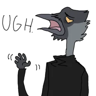 😩 UGH uccello, uff, infastidito, cartone animato, espressione telegram sticker