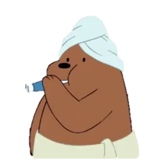 🚿 urso, escova de dentes, toalha, desenho animado, banheiro, higiene pessoal telegram sticker