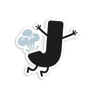 💨 letter J, cartoon, fart, funny telegram sticker