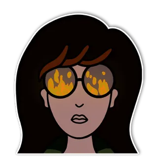 🔥 Daria Daria, dibujos animados, gafas, fuego whatsapp sticker