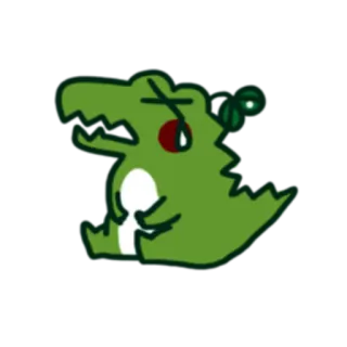 😣 cá sấu, xanh lá cây, hoạt hình, động vật, bò sát, dễ thương telegram sticker