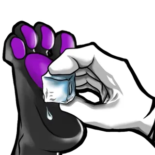 ❄ Eis, Pfote, Hand, Lila, Schwarz, Digitale Kunst, Aufkleber telegram sticker