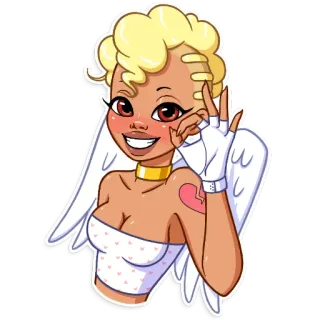 👌 ангел, наклейка, персонаж, мультфильм, блондинка, крылья telegram sticker