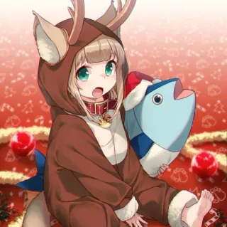 🍨 anime, renna, natale, carino, ragazza, cartoni animati whatsapp sticker