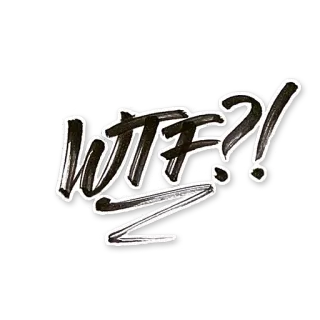 😑 WTF?! wtf, exclamation, choc, question whatsapp sticker