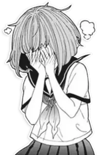 🙈 ragazza anime, uniforme scolastica, triste, piangendo, manga, emotivo, frustrato/a telegram sticker