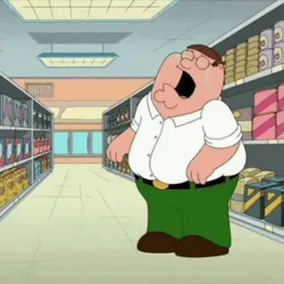 😐 Peter Griffin Family Guy pleurer, dessin animé, épicerie, triste, contrarié whatsapp sticker