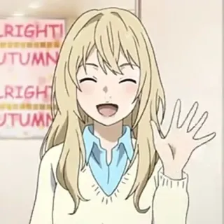 ✨ Kaori Miyazono Your Lie in April anime, girl, kaori miyazono, your lie in april, blonde, smile, happy telegram sticker