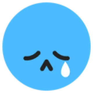 😓 triste, llorando, emocional, lágrima, azul, cara, emoji, sentimiento telegram sticker