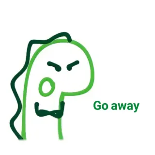 ✨ Go away dinozaur, idź stąd, niegrzeczny, kreskówka, śmieszne, zielony telegram sticker