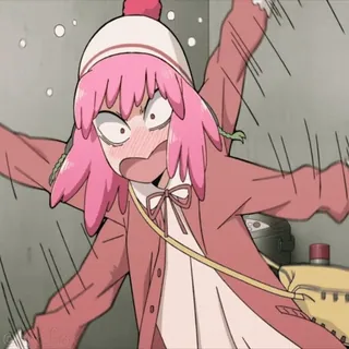 🤯 Anime, Cartone animato, Capelli rosa, Sorpreso, Scioccato telegram sticker