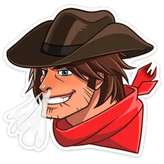 ⭐ Kowboj, Kreskówka, Postać, Western, Kapelusz, Szalik telegram sticker