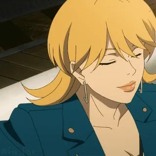 😏 @fix_fox Anime, Frau, blond, animiert, Illustration, Cartoon telegram sticker