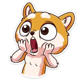 😱 cane, cartone animato, animale, espressione, sorpresa, carino whatsapp sticker