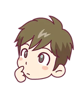 🤔 jongen, denkend, nieuwsgierig, cartoon, persoon, vraag telegram sticker