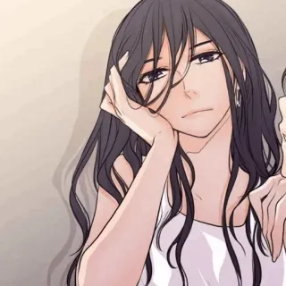 🍙 femme, personne, féminin, portrait, cheveux longs, animé, manga telegram sticker