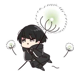 😳 chibi, pissenlit, mignon, style animé, dessin animé whatsapp sticker