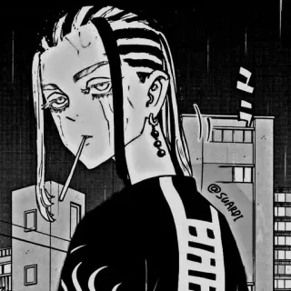 ☁ anime, manga, character, lollipop, black and white telegram sticker