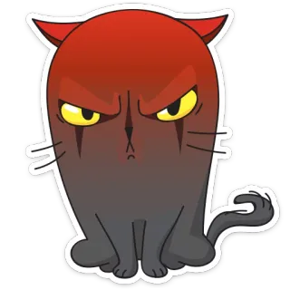 😡 gato, enojado, rojo, malvado, diablo, dibujos animados, pegatina telegram sticker