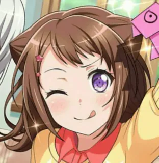 😋 anime, girl, cute, kawaii, cat ears, wink telegram sticker