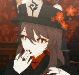 🗿 Hu Tao Genshin Impact Hu Tao, Genshin Impact, Anime, Personnage de jeu vidéo, Chapeau, Fleurs whatsapp sticker