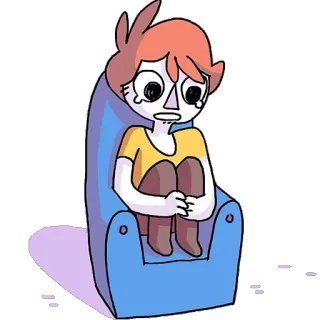 😢 만화, 슬픈, 우는, 의자, 사람, 일러스트 telegram sticker