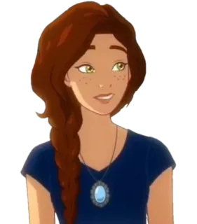 😟 Cartoon, Mädchen, animiert, brünett, Halskette whatsapp sticker