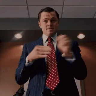 🗑 The Wolf of Wall Street leonardo dicaprio, el lobo de wall street, película, cine, empresario, traje, gesto telegram sticker