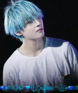 ⭕️ Kpop, Sänger, Idol, Promi, Porträt, blaue Haare telegram sticker