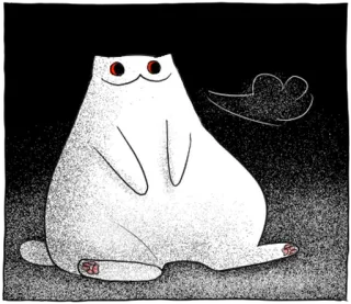 🐱 gato, gato branco, gato de desenho animado, animal, animal de estimação, arte digital, olhos vermelhos telegram sticker