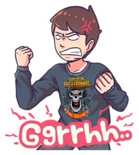 😤 PUBG Grrhh.. angry, cartoon, PUBG, battlegrounds, skull, guns, PMC squad telegram sticker