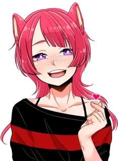 🥺 Аниме, Кошачьи ушки, Милый, Розовые волосы, Сердце, Мультфильм whatsapp sticker