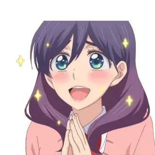 ✨ anime, girl, cartoon, sparkles, cute, pleading, request whatsapp sticker
