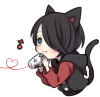 💞 Аниме, Кошачьи ушки, Милый, Кавай, Мультфильм, Чиби, Манга, Кот whatsapp sticker