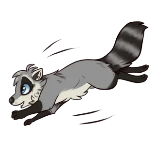 😀 raccoon, animal, running, cartoon, cute, illustration whatsapp sticker
