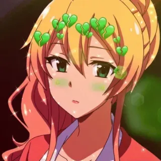 😊 anime, girl, cute, broken heart, blond hair, cartoon, kawaii telegram sticker
