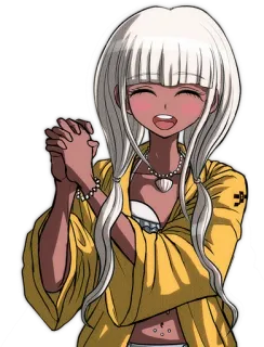 ✊ Angie Yonaga Danganronpa Anime, Gra wideo, Dziewczyna, Uśmiech, Postać whatsapp sticker