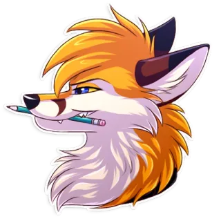 🎨 renard, furry, cartoon, crayon, personnage, autocollant telegram sticker