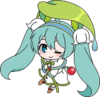 😉 Hatsune Miku Anime, Chibi, Kawaii, Vocaloid, Fofo, Mangá telegram sticker
