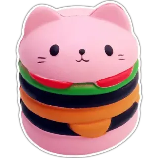 🍔 gatto, hamburger, cibo, carino, kawaii, panino whatsapp sticker
