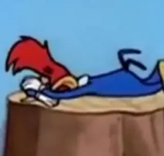 😭 Woody Woodpecker Woody Woodpecker, cartone animato, sdraiato, uccello, picchio, animato whatsapp sticker