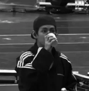 🤌 man, drinking, coffee, black and white, portrait, person telegram sticker