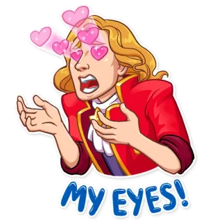 😍 MY EYES! глаза, сердечки, любовь, шок, мультфильм whatsapp sticker