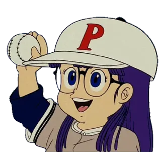 ⚾ anime, desenho animado, menina, beisebol, esporte, óculos, chapéu, p telegram sticker