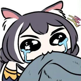 😫 Аниме, Милый, Плачущий, Грустный, Кошачьи ушки whatsapp sticker