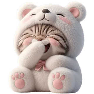 😂 kat, kitten, schattig, dier, beer, kostuum, kawaii telegram sticker