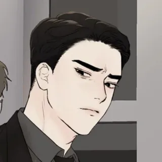 🧋 man, cartoon, portrait, serious, smirking telegram sticker
