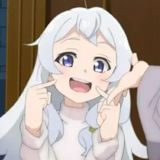🍃 anime, girl, smile, cute, white hair telegram sticker