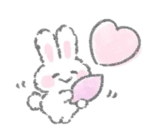 🍰 lapin, coeur, amour, kawaii, lapin, mignon, animal, autocollant telegram sticker